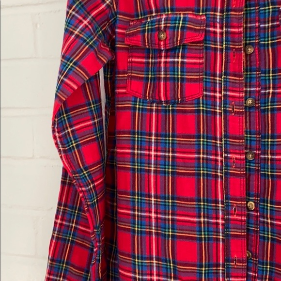 Girls Teens Womens Abercrombie Festive Holiday Christmas Plaid Shirt Size M - Picture 3 of 6